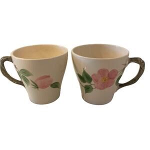 Set of Two Franciscan Desert Rose 3.5” Tall Tapered Cups Mugs Made in England
